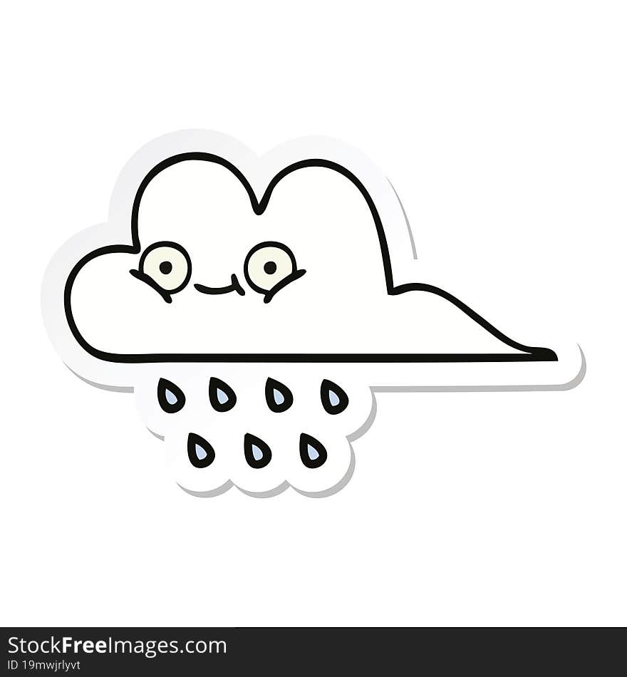 sticker of a cute cartoon rain cloud