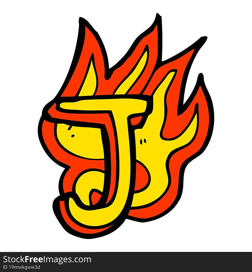 cartoon flaming letter