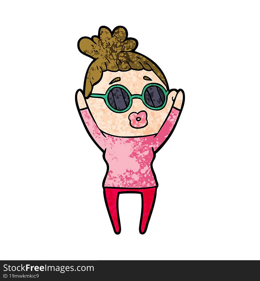 cartoon woman wearing sunglasses. cartoon woman wearing sunglasses