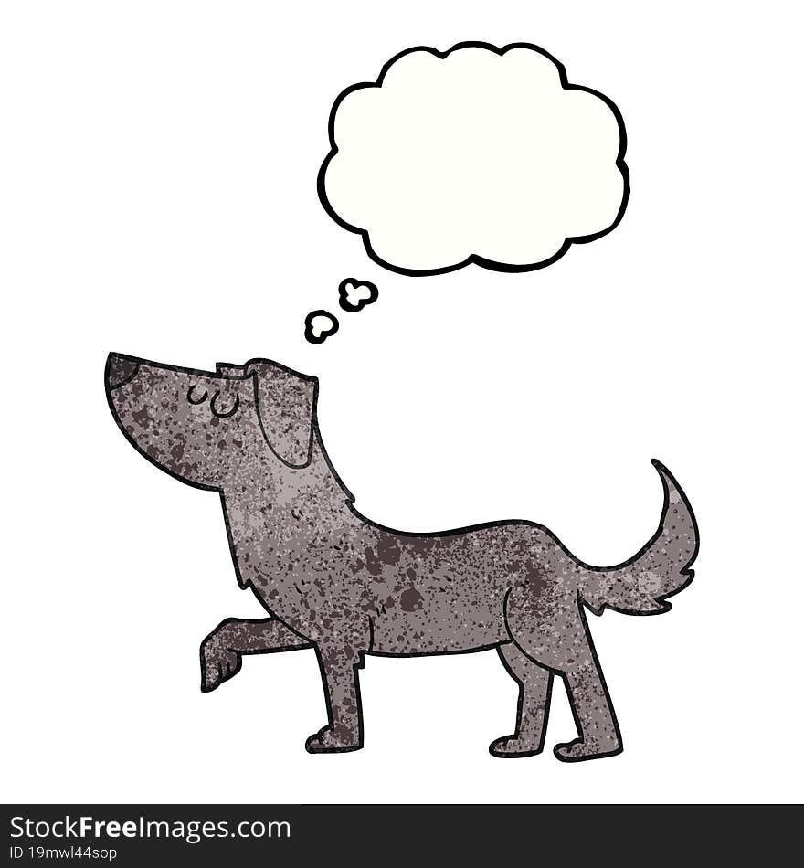 freehand drawn thought bubble textured cartoon dog