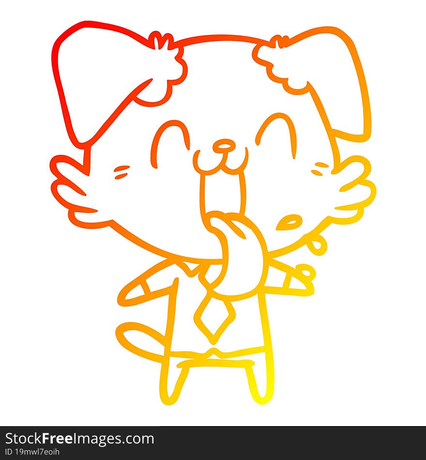 warm gradient line drawing cartoon panting dog