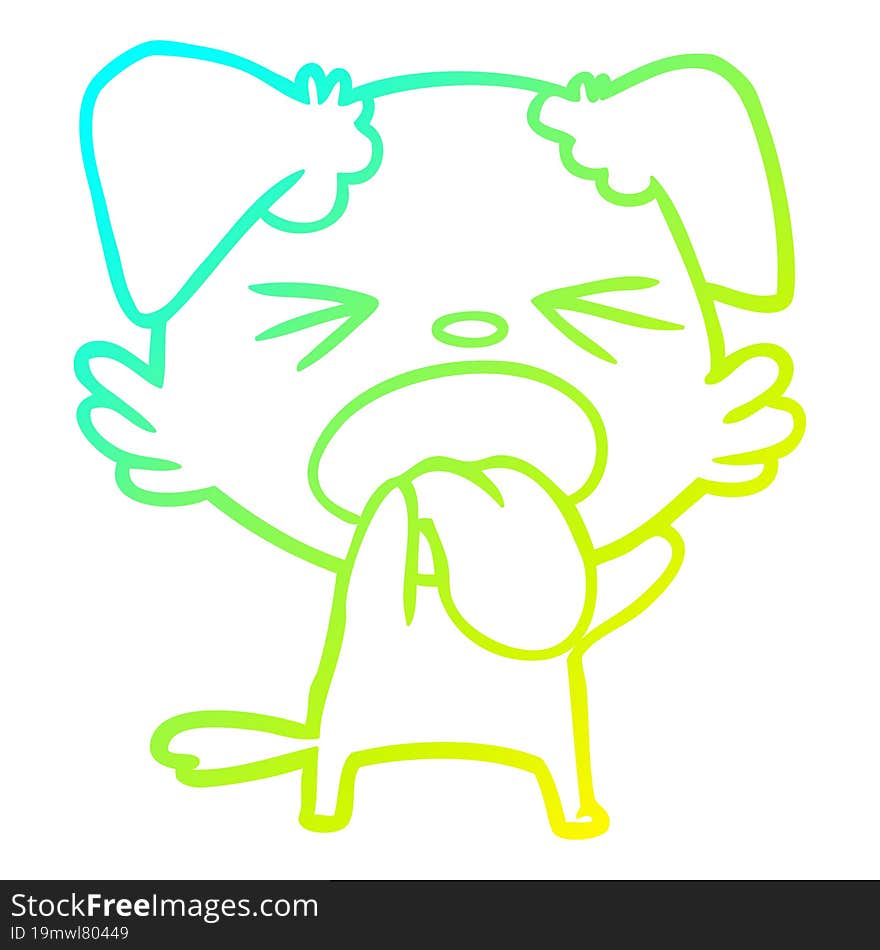 cold gradient line drawing of a cartoon disgusted dog