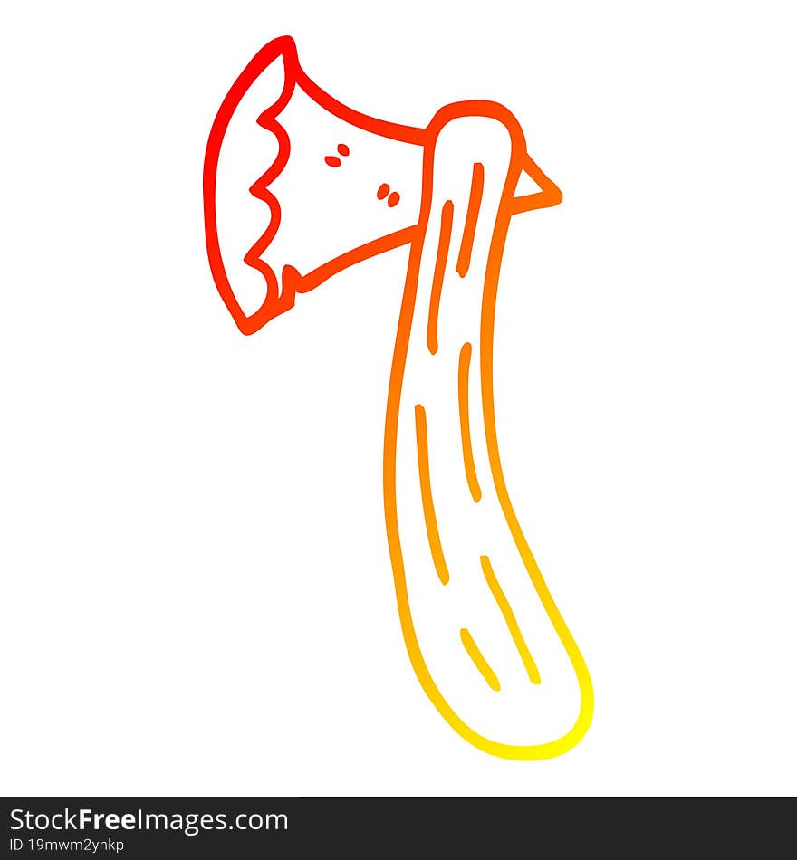 Warm Gradient Line Drawing Cartoon Axe