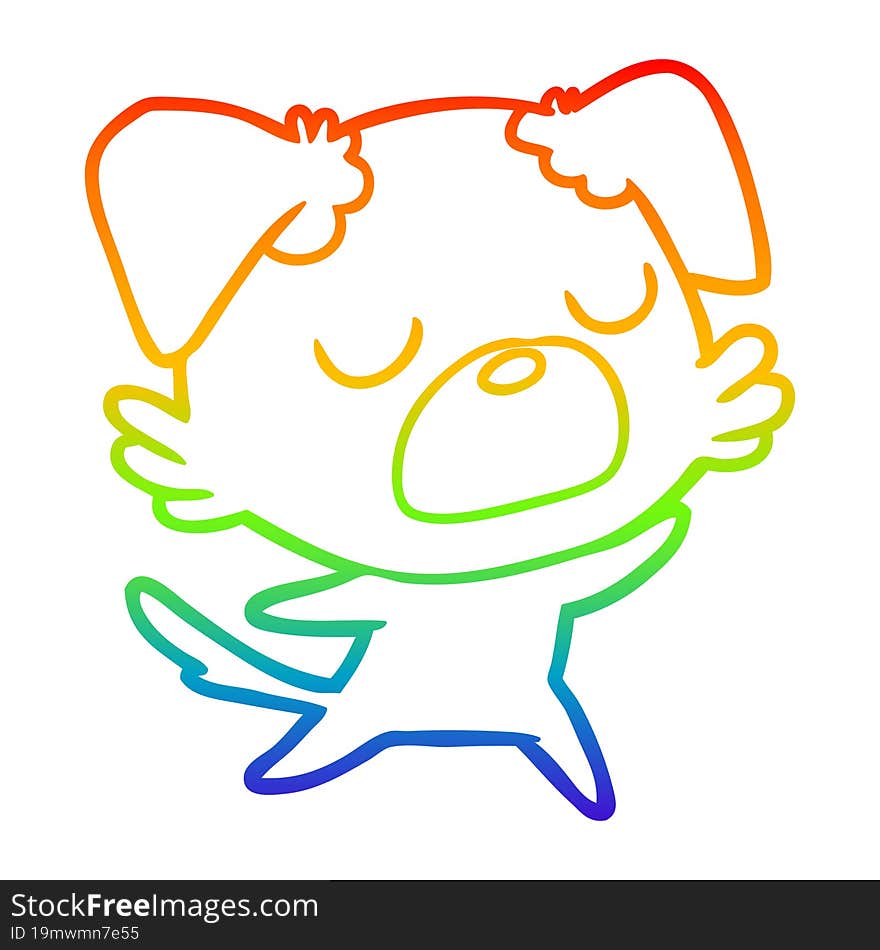 Rainbow Gradient Line Drawing Cartoon Dog