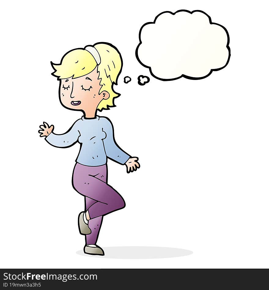 Cartoon Dancing Woman With Thought Bubble