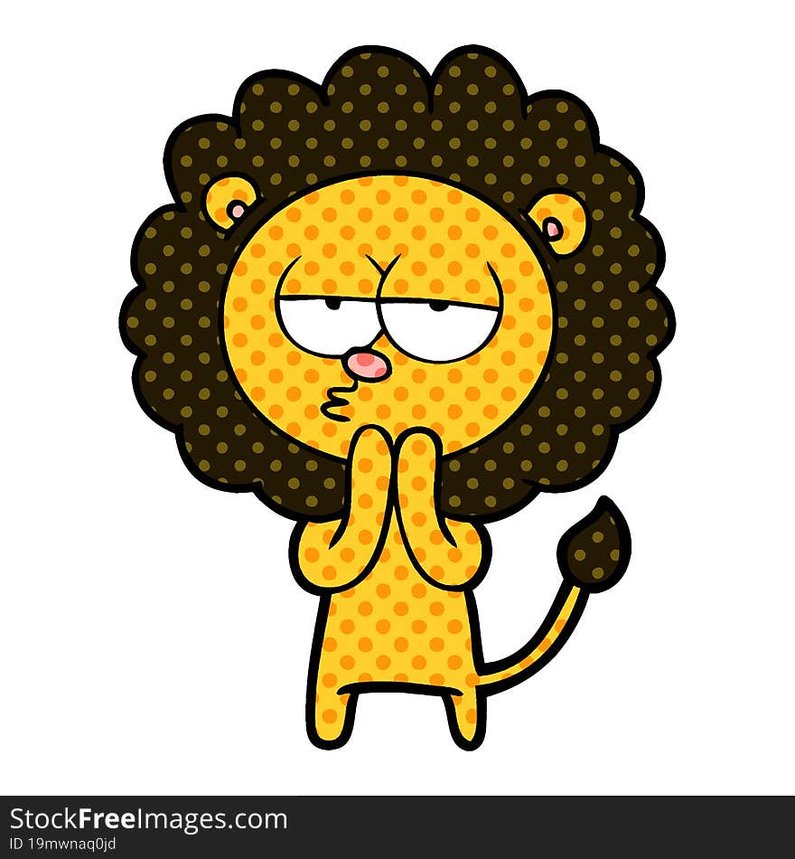 cartoon lion considering. cartoon lion considering