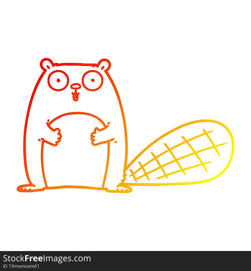 warm gradient line drawing cartoon beaver