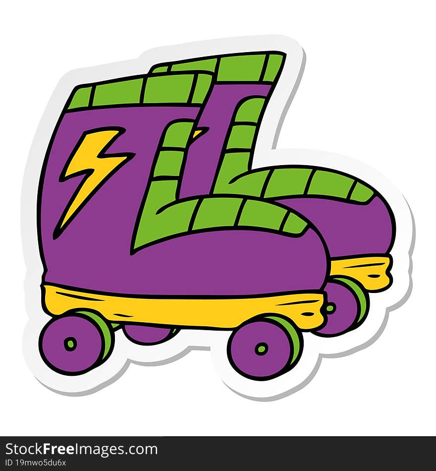 hand drawn sticker cartoon doodle of roller skates