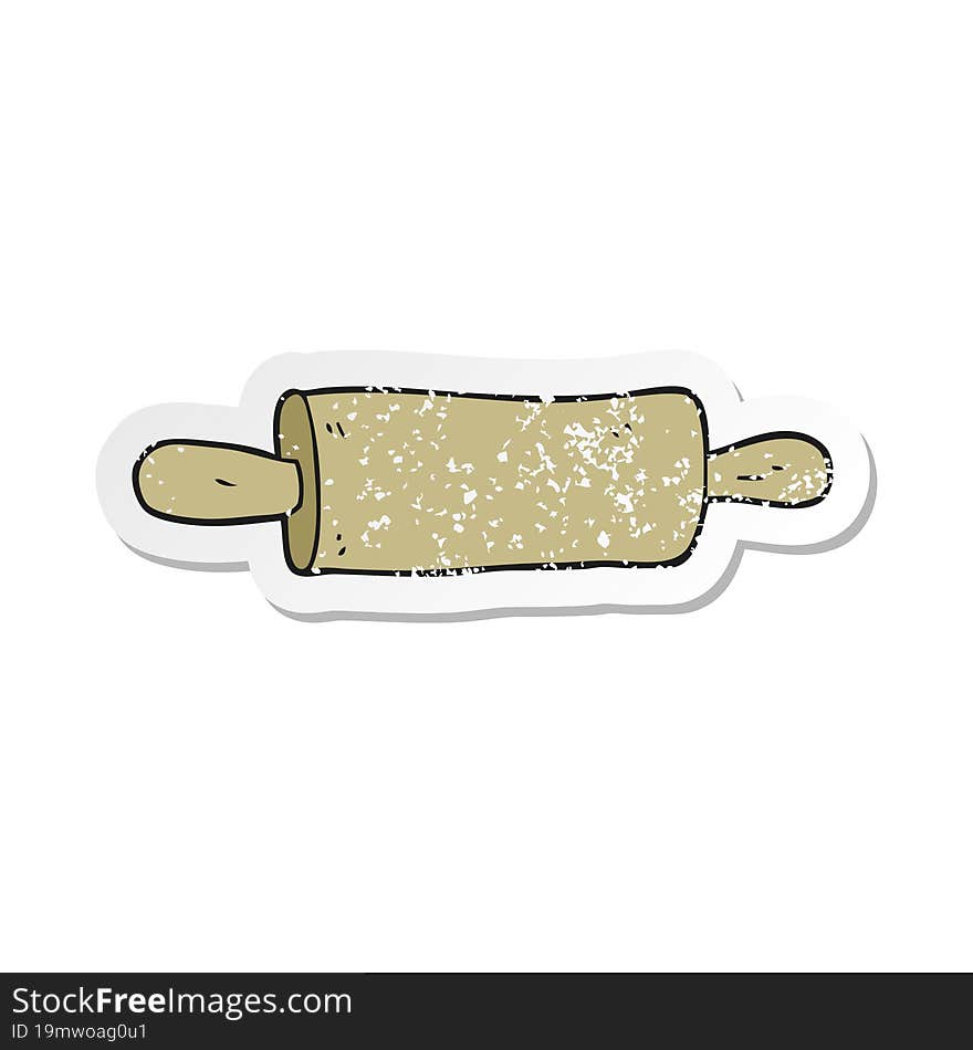 Retro Distressed Sticker Of A Cartoon Rolling Pin