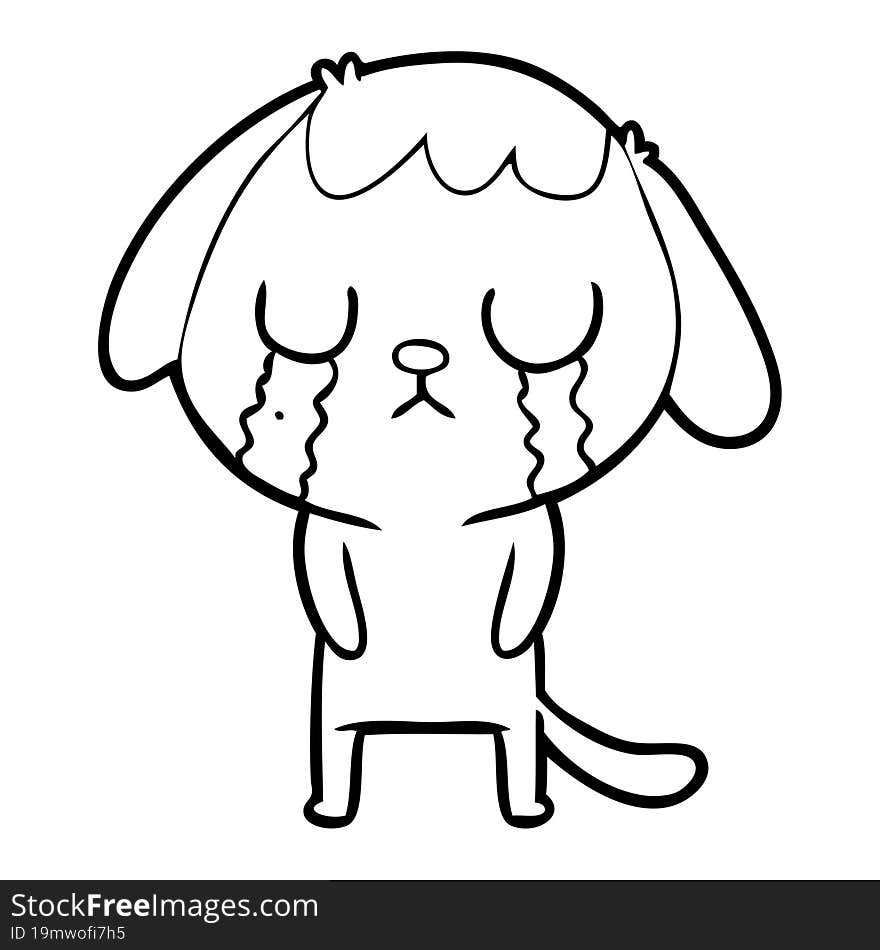 cute cartoon dog crying. cute cartoon dog crying