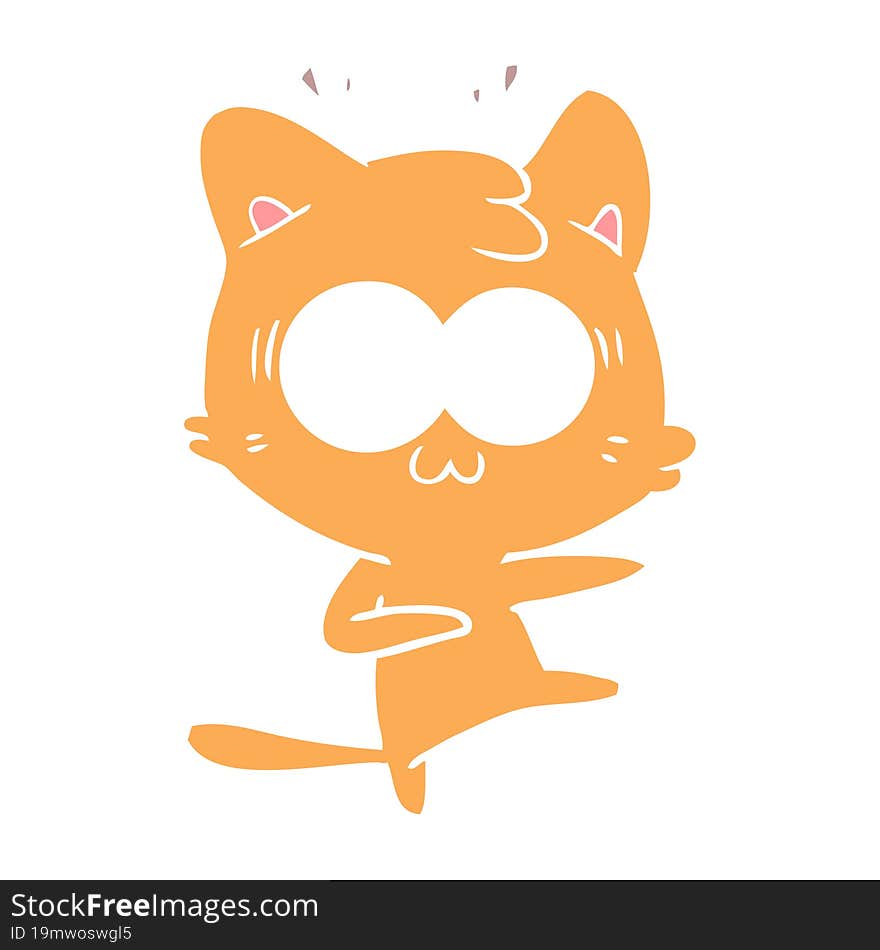 flat color style cartoon surprised cat