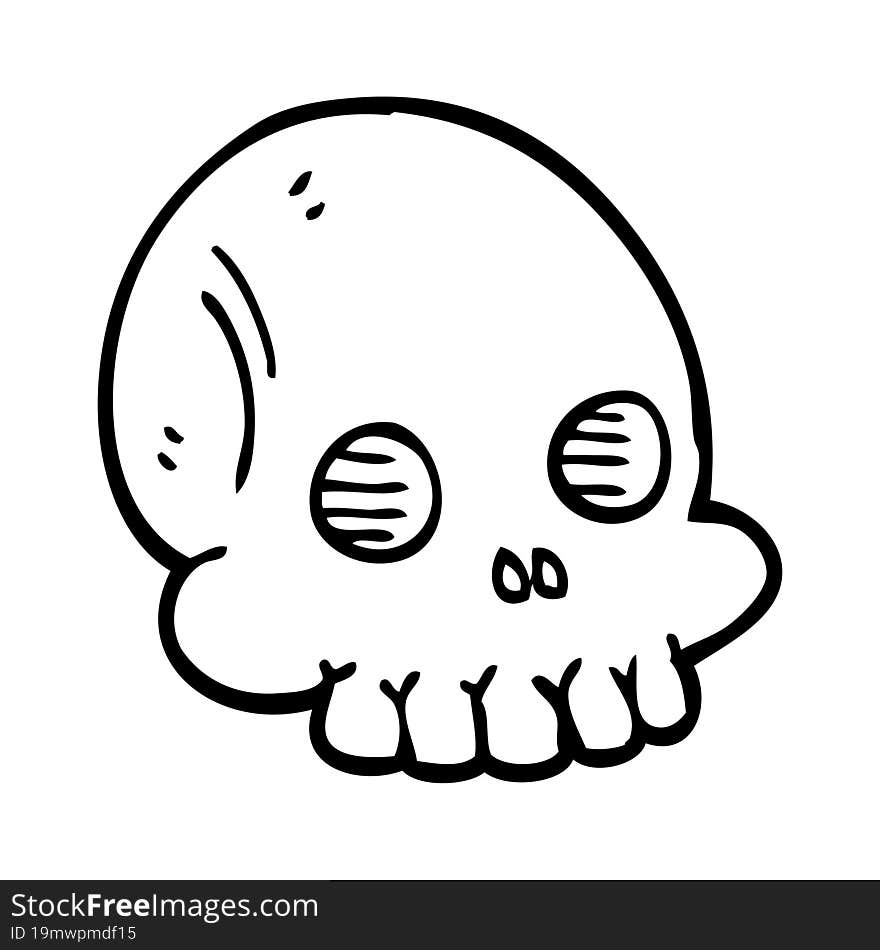 Line Drawing Cartoon Halloween Skull