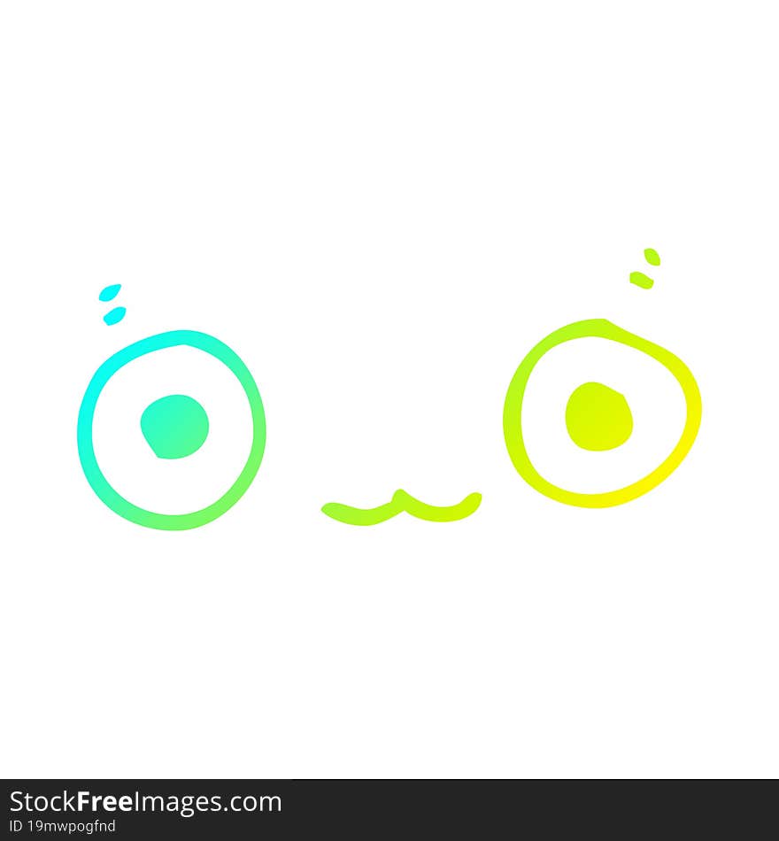 cold gradient line drawing of a cute cartoon face