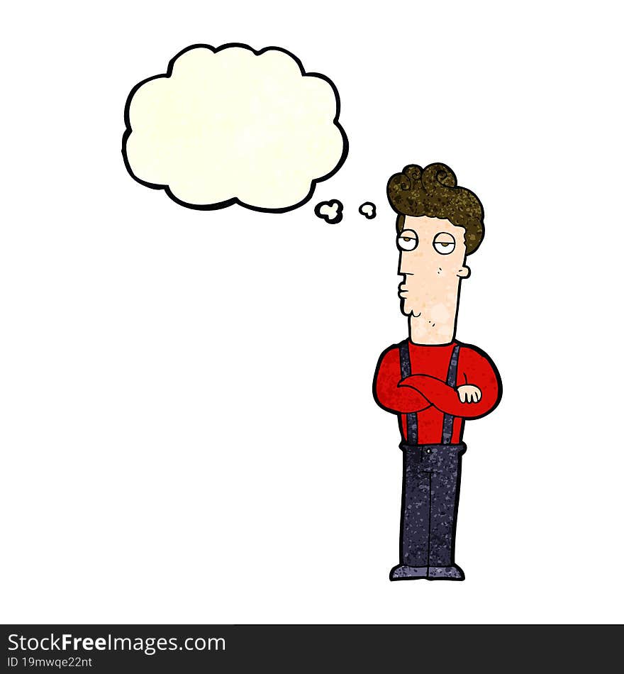 Cartoon Unimpressed Man With Thought Bubble