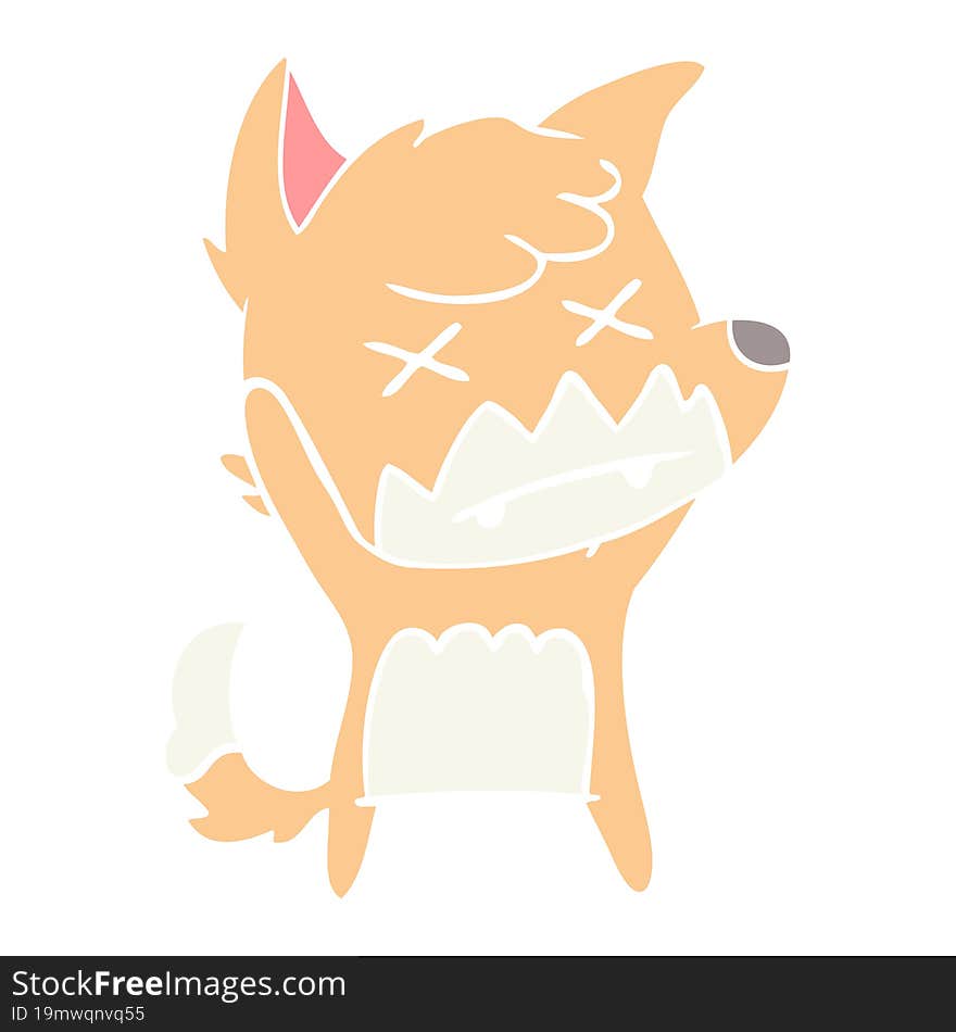 flat color style cartoon cross eyed fox