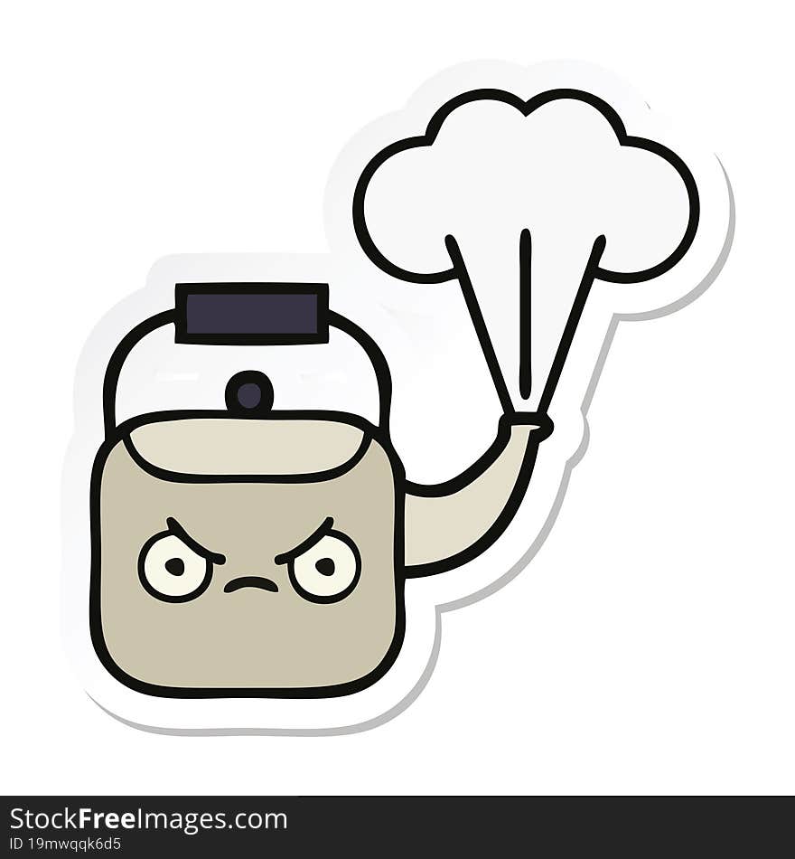 sticker of a cute cartoon steaming kettle