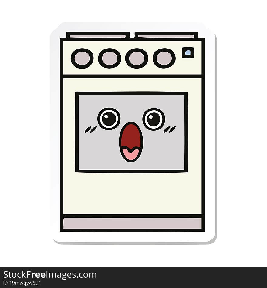 sticker of a cute cartoon kitchen oven