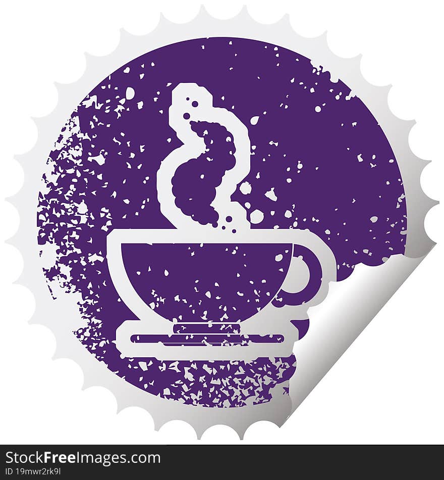 Coffee cup distressed sticker