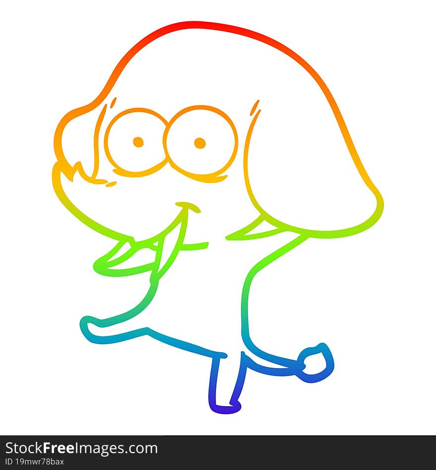 rainbow gradient line drawing happy cartoon elephant