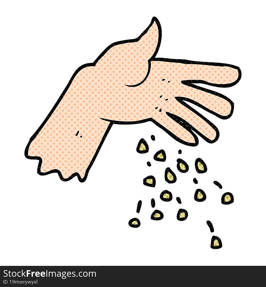 Cartoon Hand Spreading Seeds