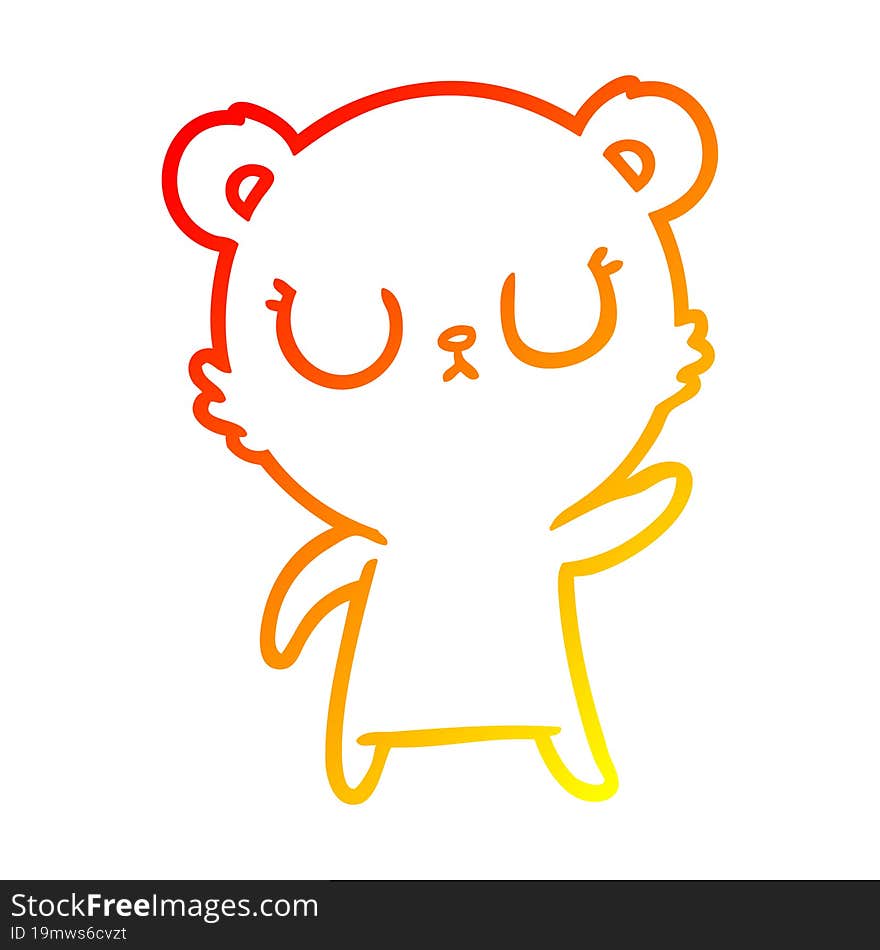 warm gradient line drawing peaceful cartoon bear