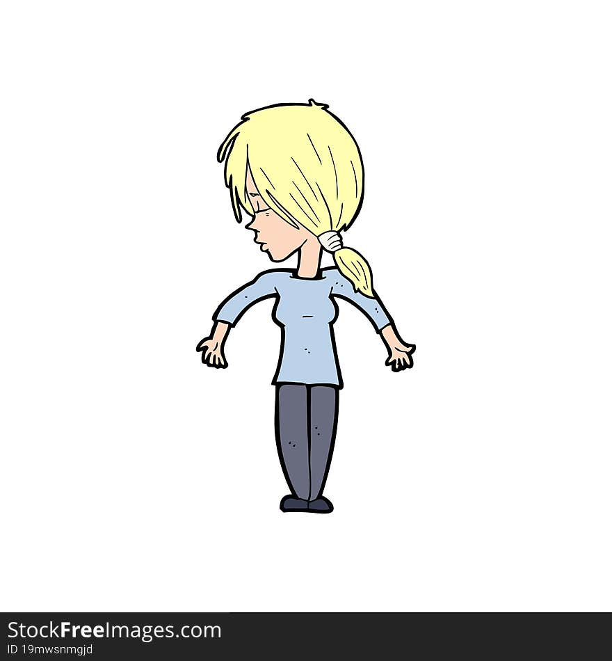 Cartoon Woman Shrugging Shoulders