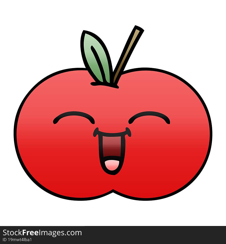 gradient shaded cartoon of a red apple