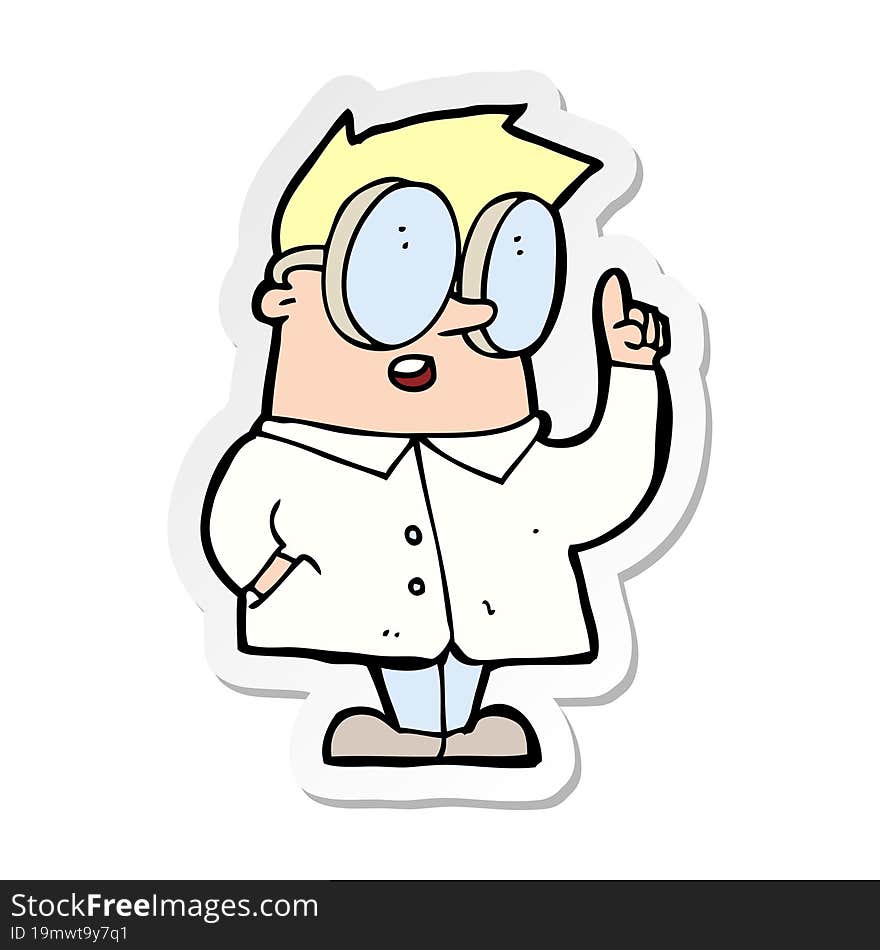 sticker of a cartoon scientist