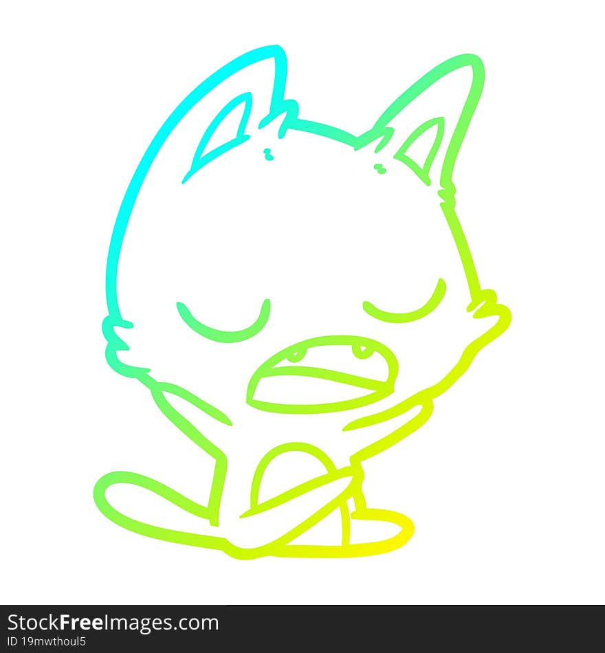 cold gradient line drawing talking cat cartoon