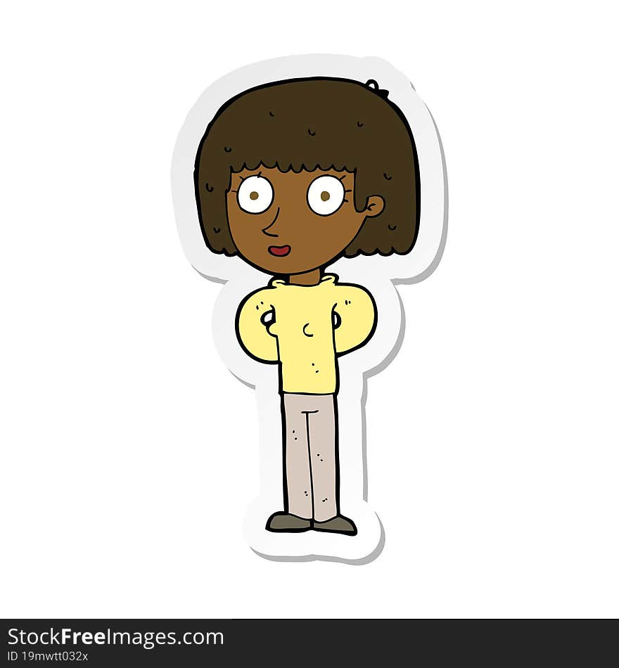 sticker of a cartoon staring woman