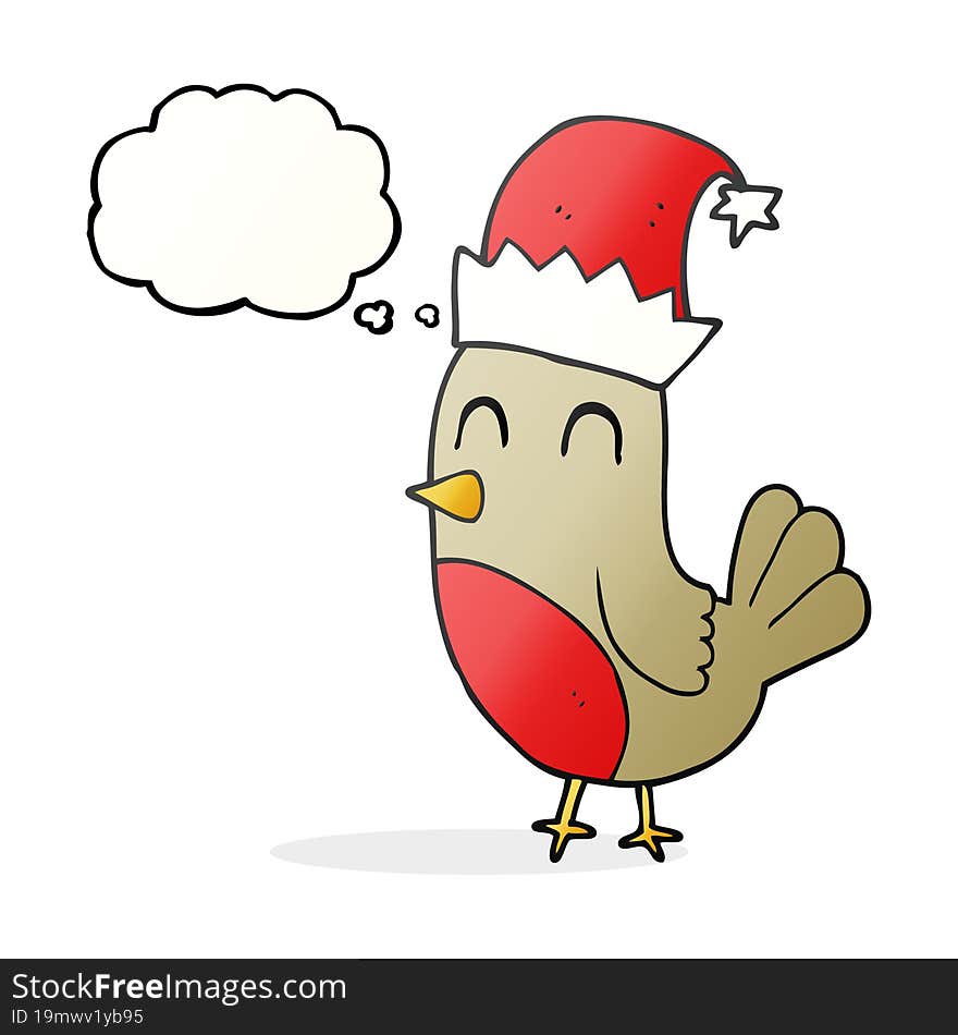 thought bubble cartoon christmas robin