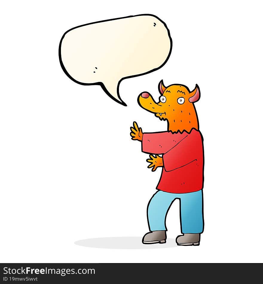 cartoon fox with speech bubble