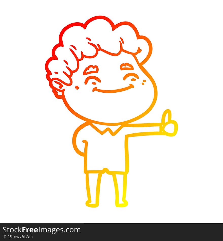 warm gradient line drawing cartoon friendly man