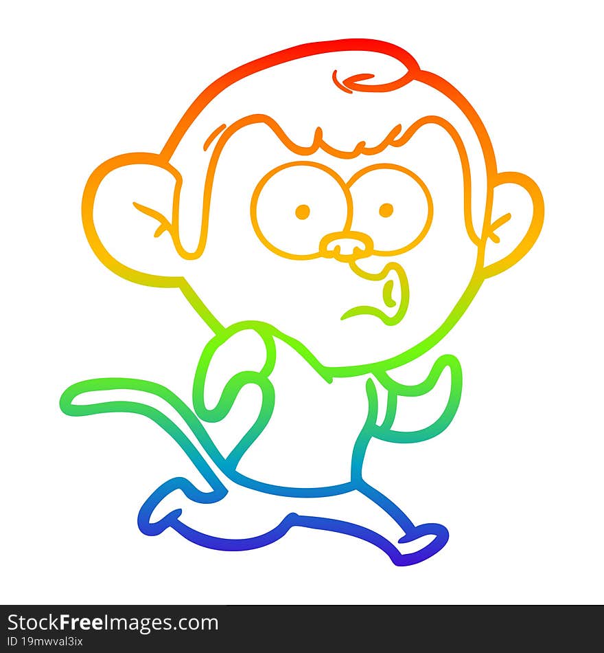 rainbow gradient line drawing cartoon hooting monkey