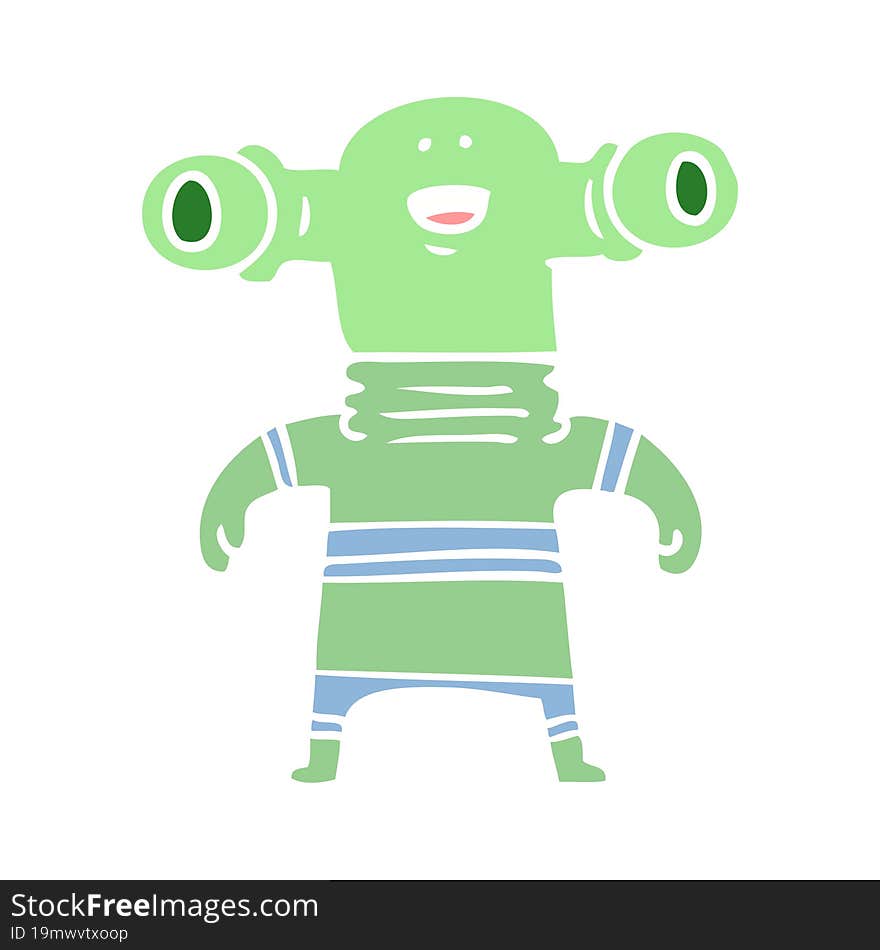 Friendly Flat Color Style Cartoon Alien