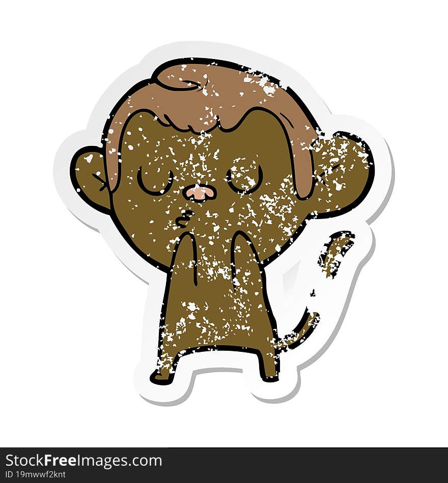 distressed sticker of a cartoon monkey