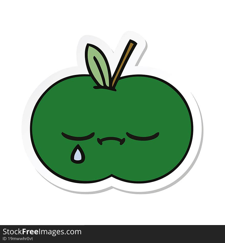 sticker of a cute cartoon juicy apple