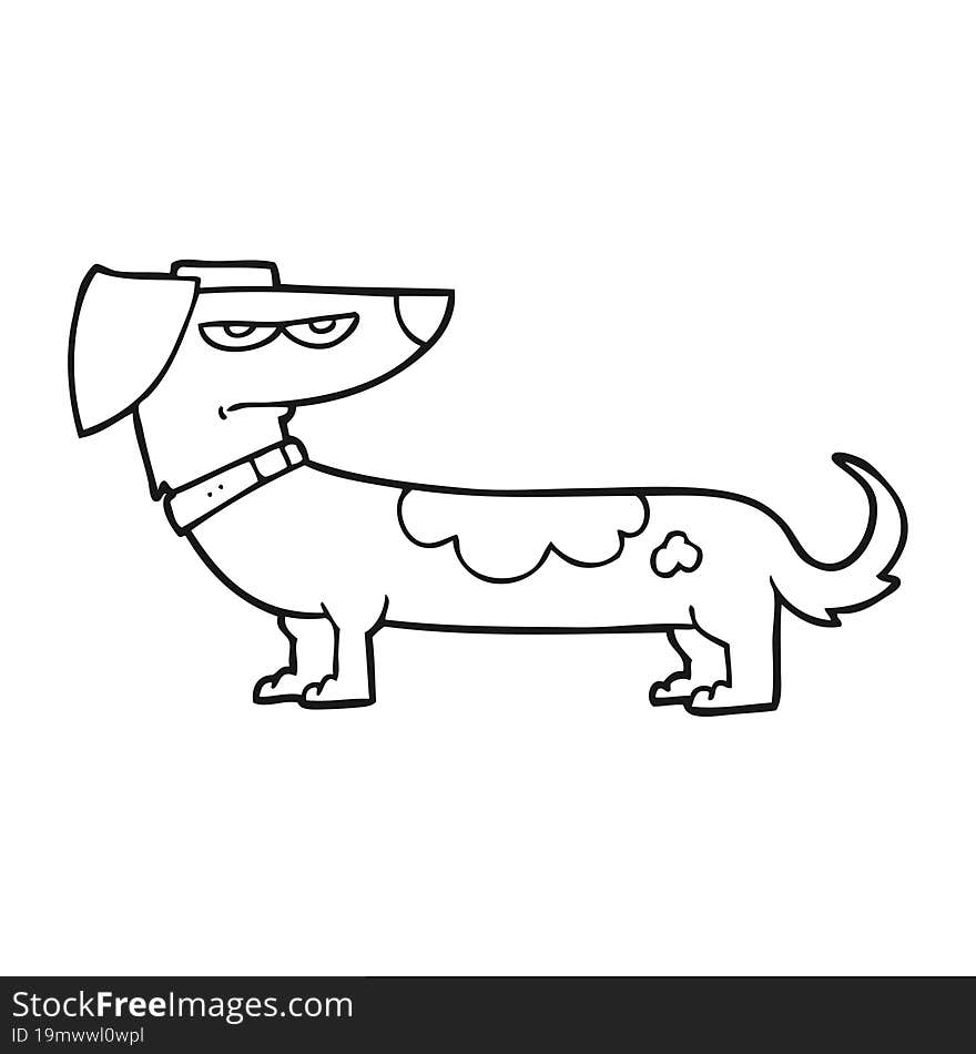 freehand drawn black and white cartoon annoyed dog