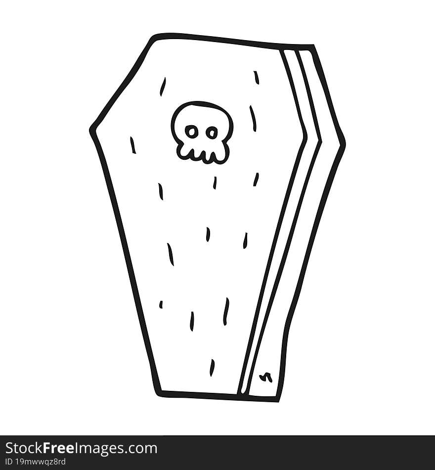 black and white cartoon halloween coffin