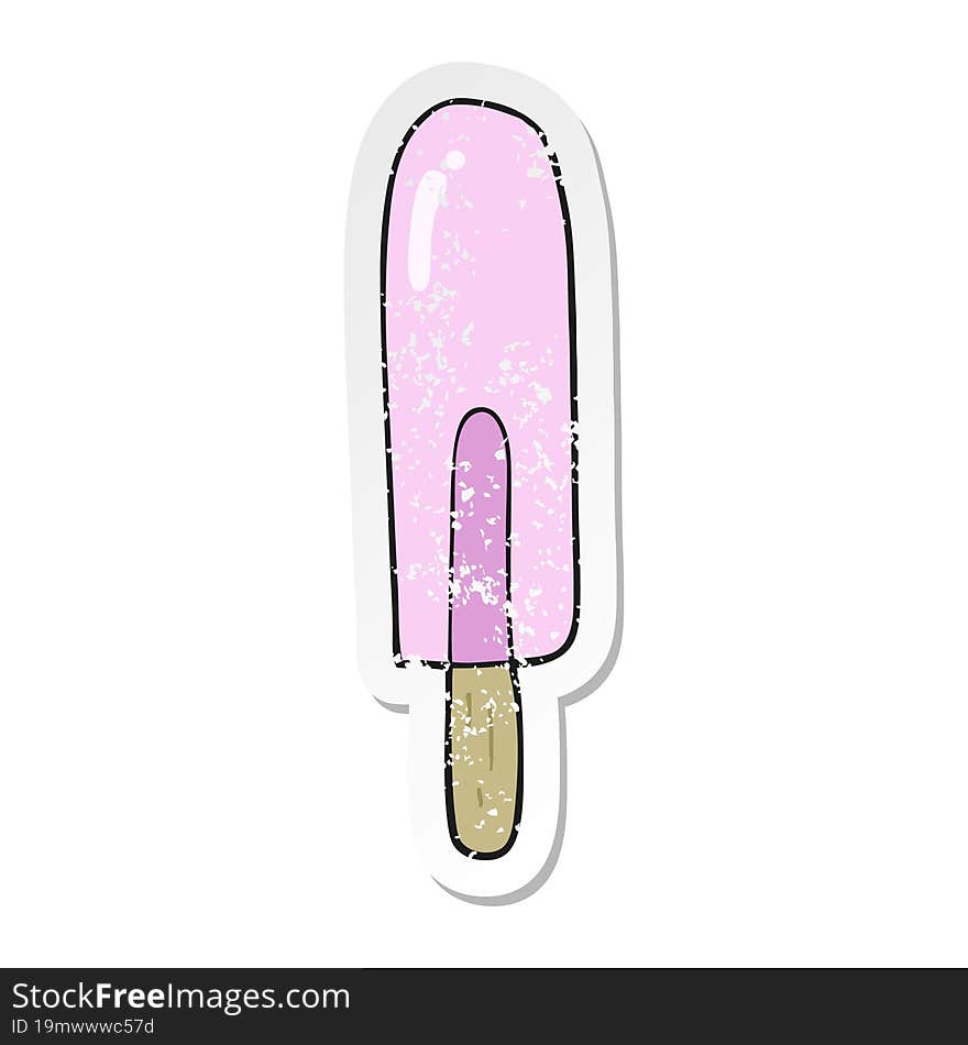 distressed sticker of a cartoon ice lolly