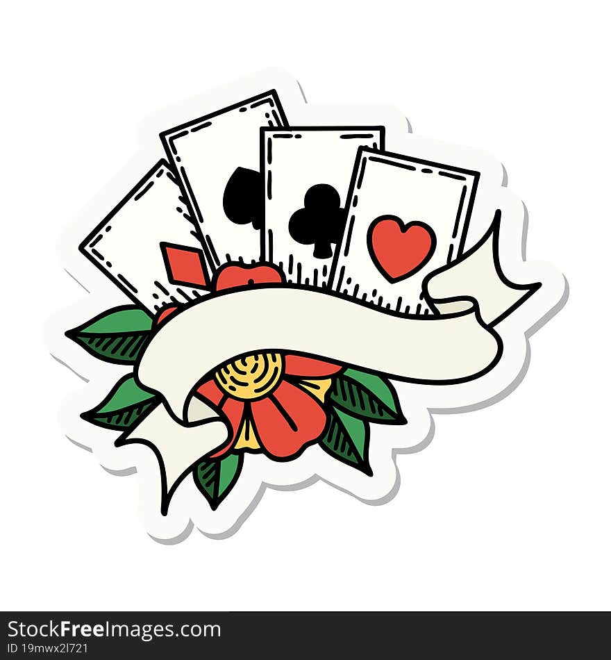 sticker of tattoo in traditional style of cards and banner. sticker of tattoo in traditional style of cards and banner