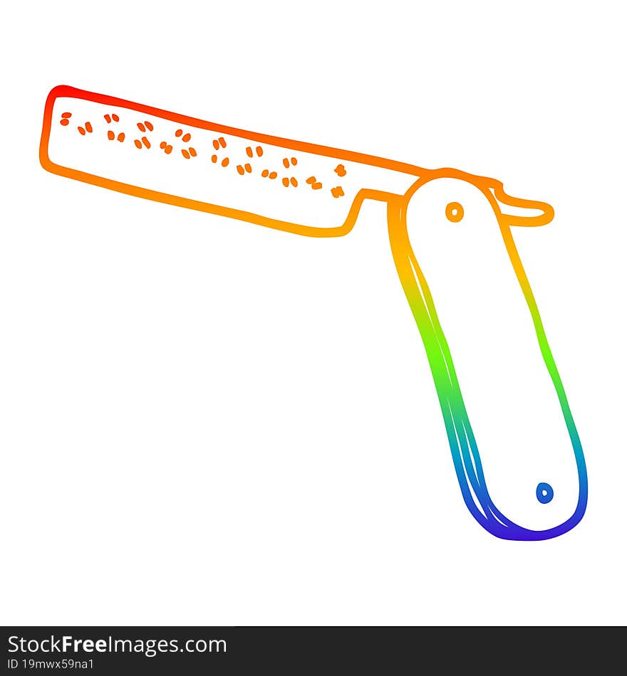 rainbow gradient line drawing cartoon cut throat razor