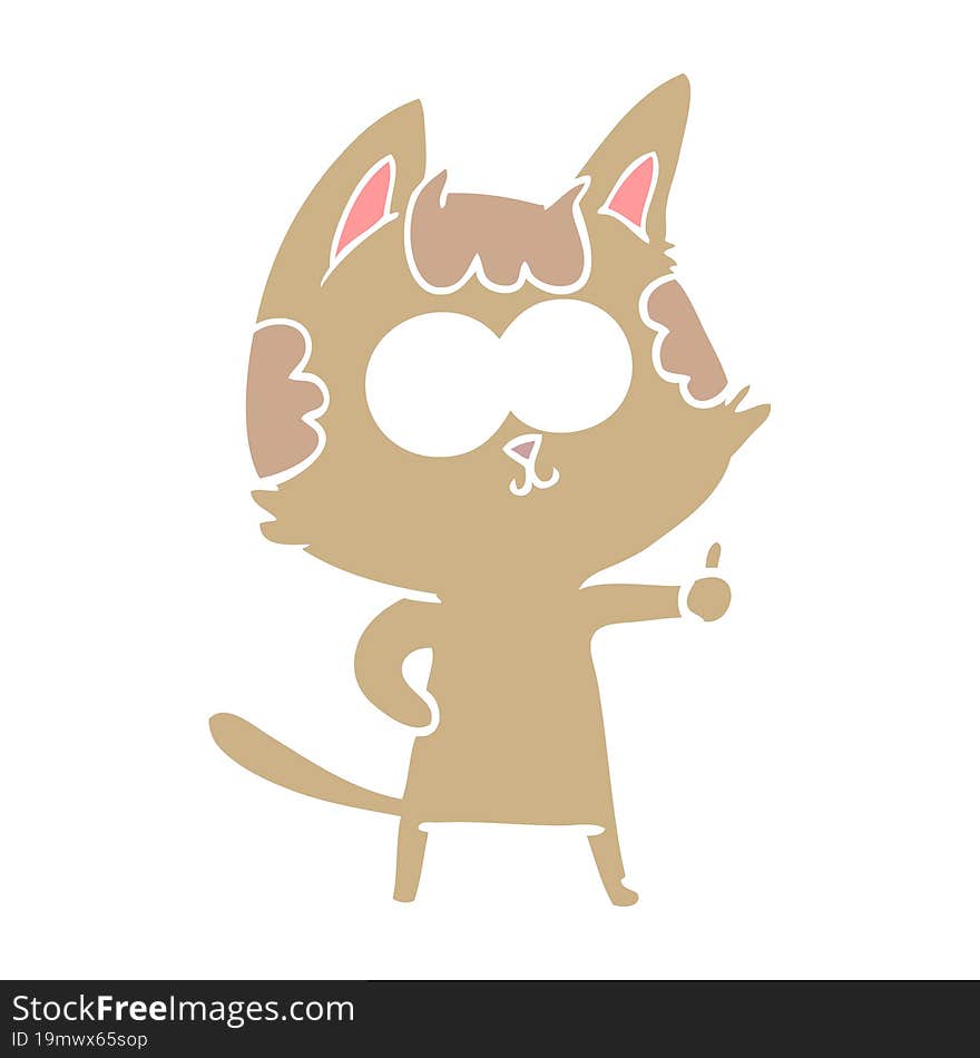 happy flat color style cartoon cat