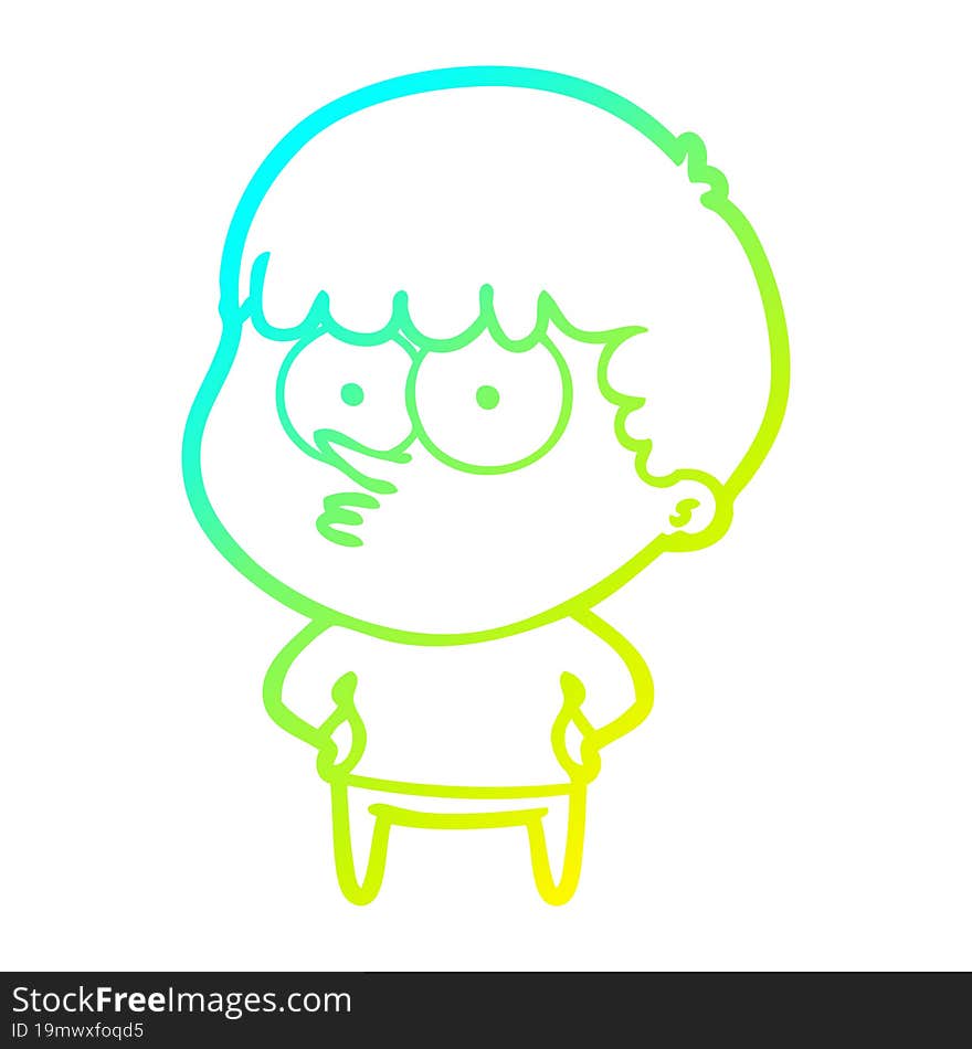 cold gradient line drawing cartoon curious boy