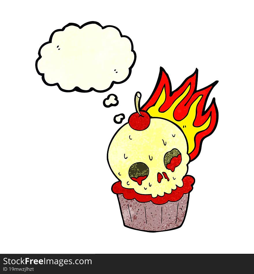 Cartoon Halloween Cup Cake With Thought Bubble