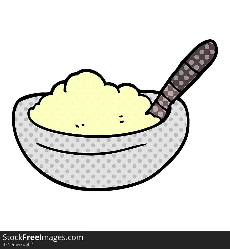 cartoon doodle bowl of mashed potato