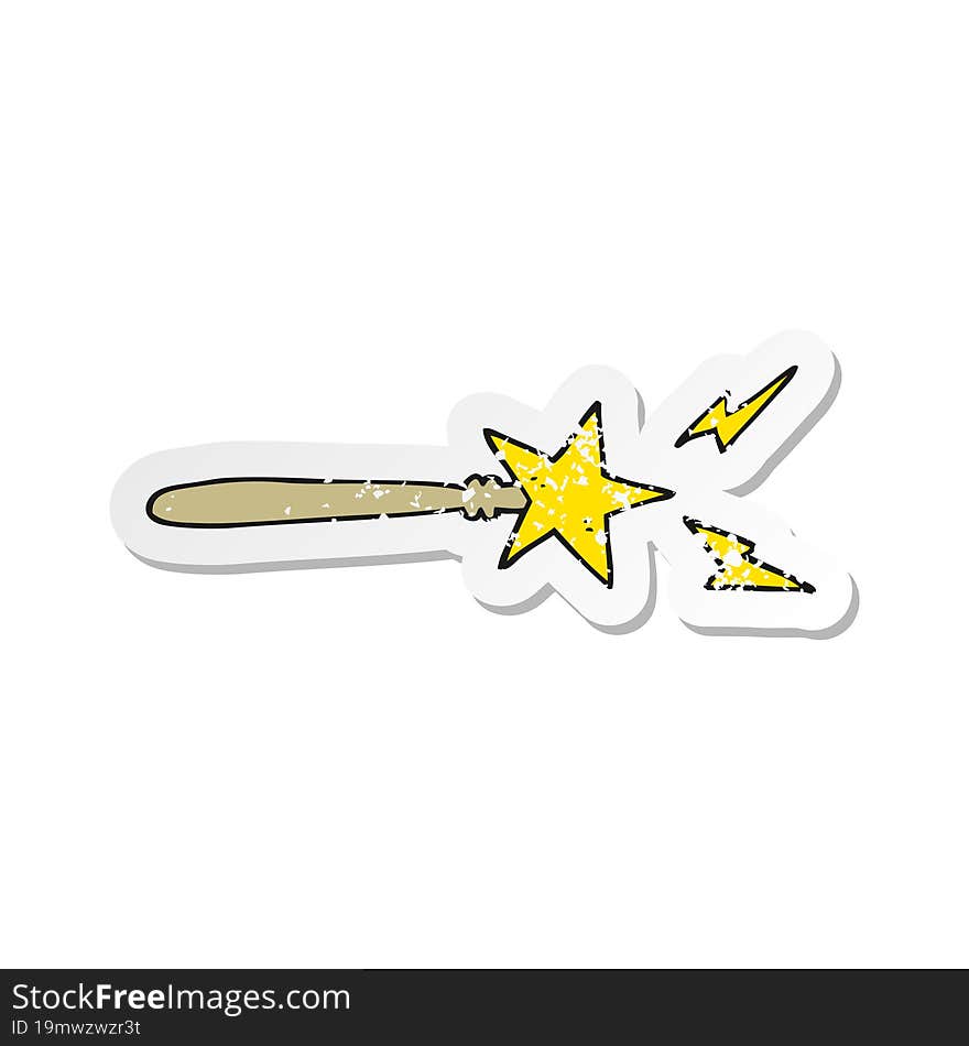 retro distressed sticker of a cartoon magic wand