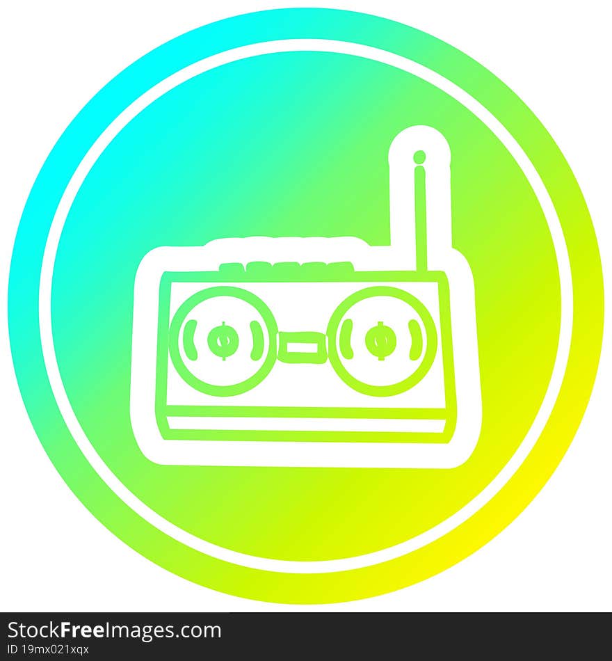 radio cassette player circular in cold gradient spectrum