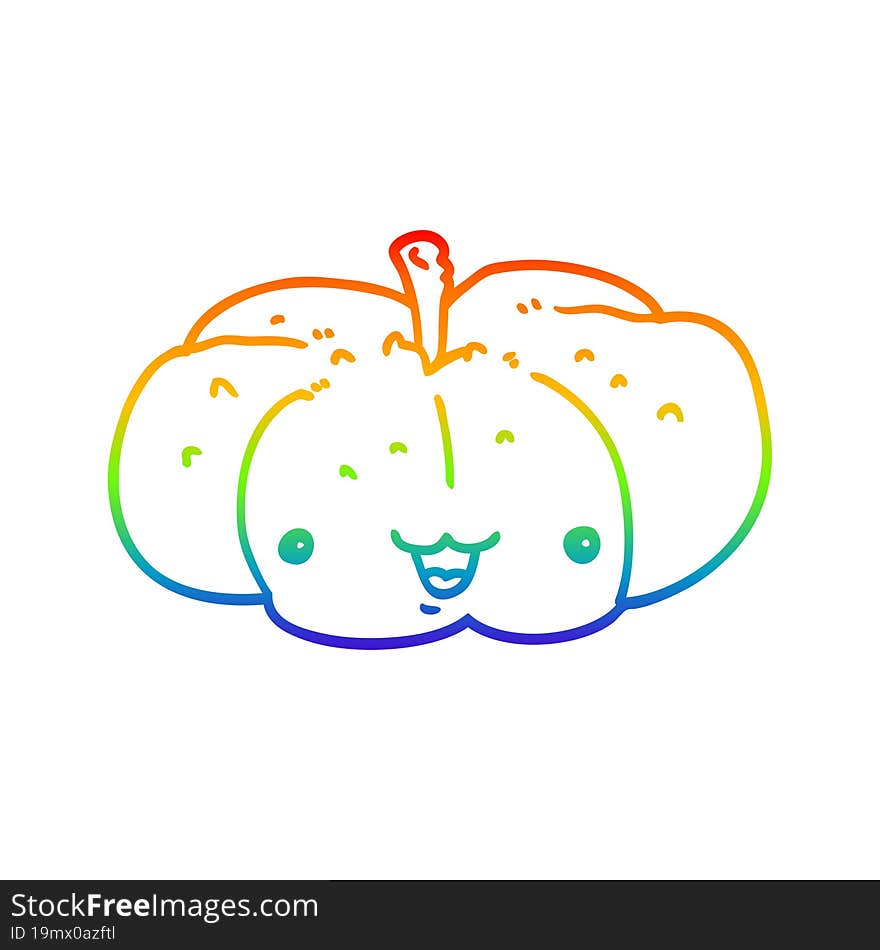 Rainbow Gradient Line Drawing Cartoon Pumpkin