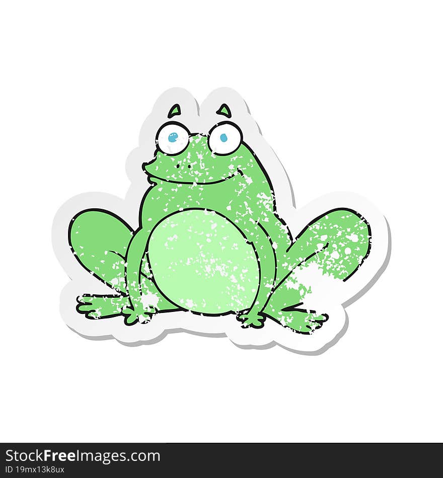 Retro Distressed Sticker Of A Cartoon Happy Frog